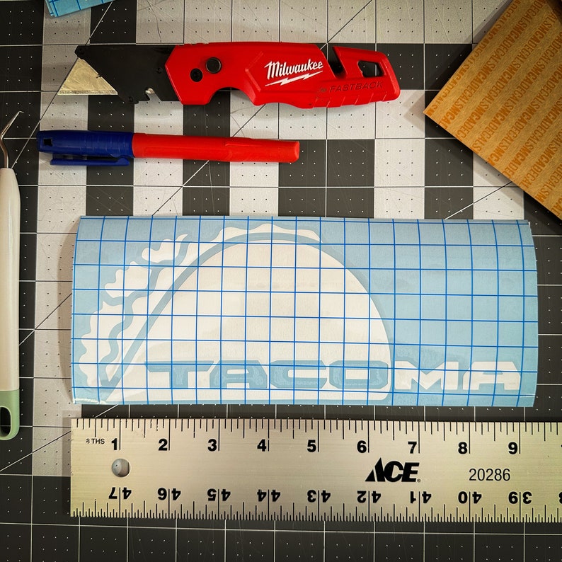 Toyota Tacoma "Taco" Die-Cut Decal - Vinyl Sticker For Window, Bumper, Truck, 4x4, AWD, 5.5"x3"