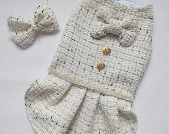 Warm Woolly Dog Dress | Handmade Dog Outfit with Matching Hair Bow | Cozy, Comfortable & Stylish Pet Apparel for Small Dogs  | Gif Wrapping