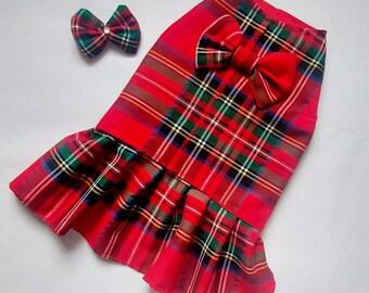 Warm Woolly Dog Dress | Handmade Dog Outfit with Matching Hair Bow | Cozy, Comfortable & Stylish Pet Apparel for Small Dogs  | Gif Wrapping