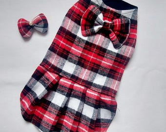Warm Woolly Dog Dress | Handmade Dog Outfit with Matching Hair Bow | Cozy, Comfortable & Stylish Pet Apparel for Small Dogs  | Gif Wrapping