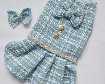 Warm Woolly Dog Dress | Handmade Dog Outfit with Matching Hair Bow | Cozy, Comfortable & Stylish Pet Apparel for Small Dogs  | Gif Wrapping