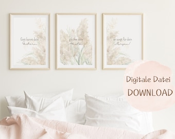 Set of 3, Christian poster, God knows your yesterday, today, tomorrow, living room, bedroom, Christian poster