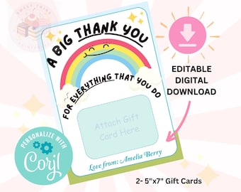 Teacher Appreciation Gift Card Holder,  Gift Card Holder, Printable, Editable, Digital download, Appreciation Week Gift, Nurse Appreciation
