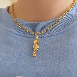 gold coastal seahorse necklace