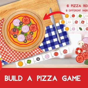 Build a Pizza Game, Pretend Dramatic Play, Homeschool, Cutting and Counting Activity, Educational Game for Kids, Numbers 1-10 Count