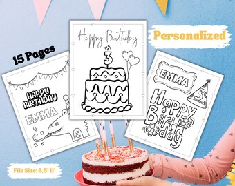 Pagine da colorare personalizzate per il compleanno: 15 fogli stampabili (download digitale)