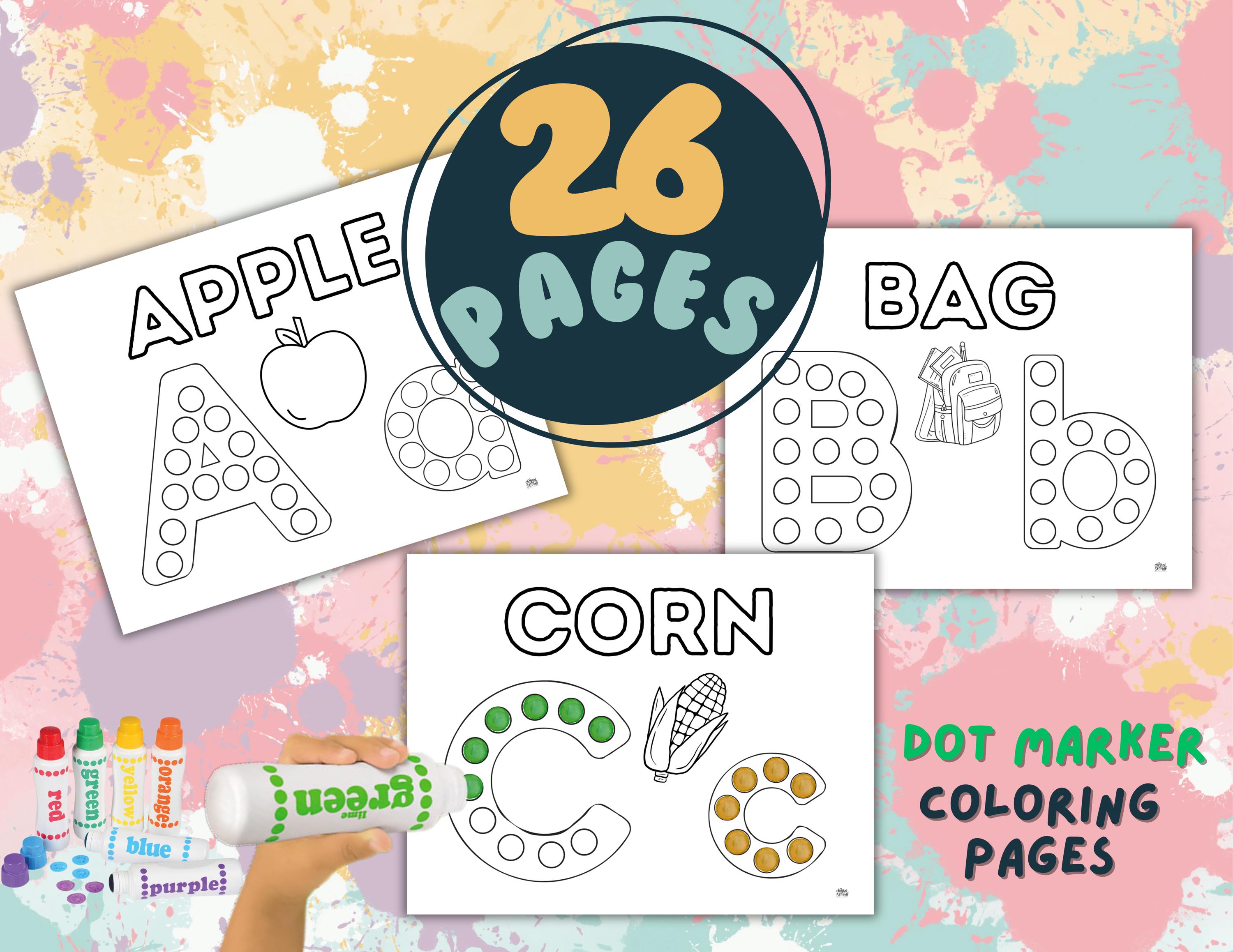 Dot Marker Alphabet Worksheets: A-Z Coloring Pages (printable PDF) - Etsy