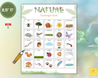 Printable Nature Scavenger Hunt for Kids: Outdoor Activity (Digital Download)