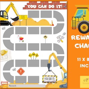 Tableau de construction de la propreté, tableau des prix imprimable pour l'apprentissage de la propreté pour les enfants, tableau des tout-petits, tableau des étiquettes de pelle, téléchargement PDF instantané