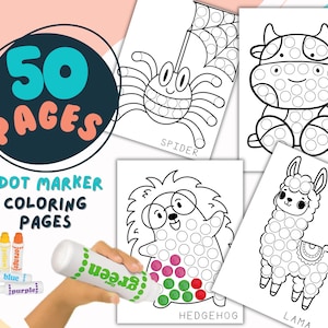 子供向けのぬり絵、Do a DoT 動物の印刷可能なワークシート、色付きのドットで動物を楽しむ、動物のドットマーカーの印刷物、ドットマーカーのぬり絵