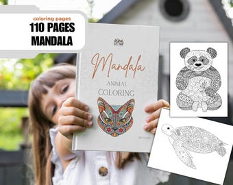 Animal Mandala Coloring Pages: 110 Kids' Activity Sheets (Digital PDF)