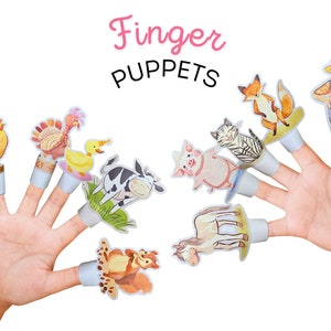 Bauernhof Tier Papier Fingerpuppe Schablone für Kinder | Printable DIY Handwerk Aktivität | Lehrreiches und lustiges Lernmittel für Kinder