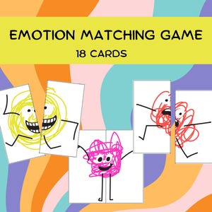 Printable Emotion Matching Cards, Feelings Activity, Kids Preschool Printables, Toddler Printable, Emotions Puzzles, Colors Matching Cards