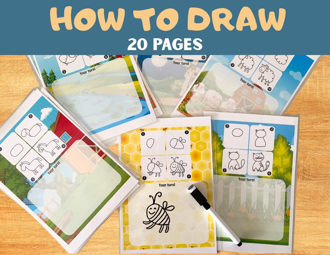 How to Draw Farm Theme for Kids – 20 Printable Pages | Step-by-step ...
