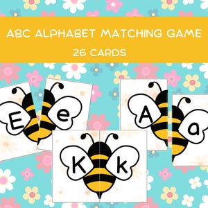 Attività di abbinamento ABC per bambini, carte di abbinamento dell'alfabeto, apprendimento prescolare, riconoscimento delle lettere maiuscole e minuscole, programma di homeschooling