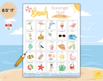 Beach Scavenger Hunt for Kids: Printable Outdoor Game (Digital Download)