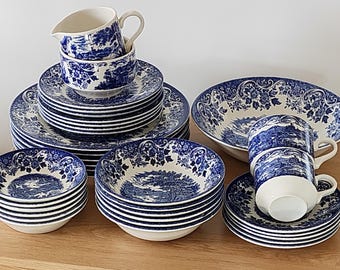 Vintage Broadhurst Staffordshire Dinnerware: The English Scene Blue and White Replacement Pieces