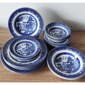 Louça de porcelana Blue Willow: peças de reposição Churchill & Johnson Bros