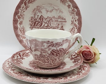 Myott Staffordshire “Country Life” English Vintage Dinner Set Pieces – Pink Transferware – Collectibles