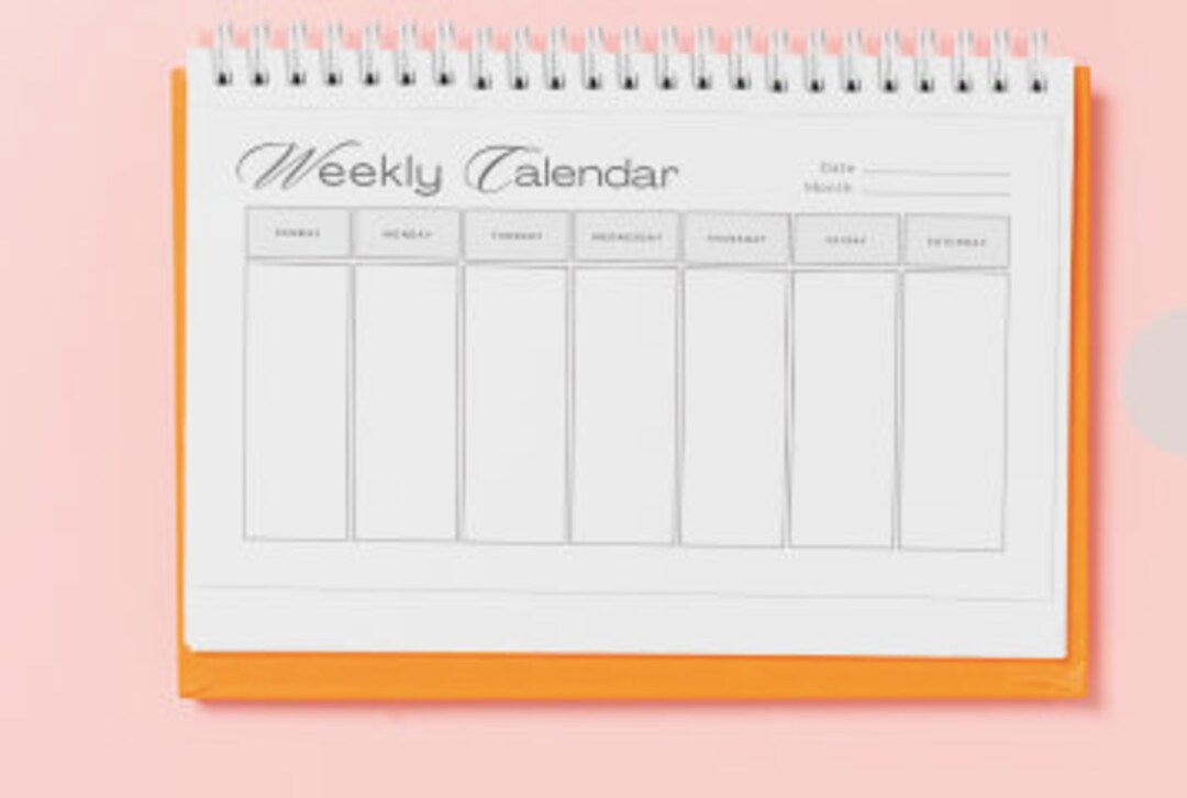 Digital Weekly Calendar PRINTABLE Weekly Calendar Instant Download Digital Weekly Calendar PRINTABLE Weekly Calendar Instant Download