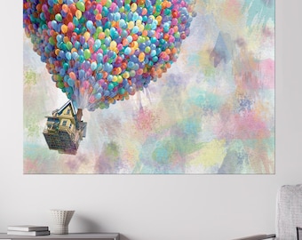 Up Movie Poster: Colorful Balloons Canvas Wall Art (20&quot;x28&quot;-50x70cm)