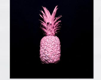 Pink Canvas Art, Pineapple Art Decor, Kitchen Glass Decor, Black Canvas Art, Modern Canvas Art, Framed Wall Art, Home Decor Wall Art,