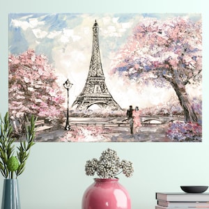 Eiffel Wall Art, Paris Poster, Gift for Couple Wall Art, Eiffel Tower Wall Art, Romantic Wall Art, Living Room Decor, 24&quot;x36&quot;-60X90cm