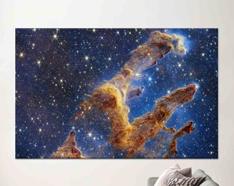 Pillars Of Creation Art, NASA James Webb Canvas, Space Canvas Decor, Night Landscape Art, Sky View Tempered Glass, Sky View Poster Art