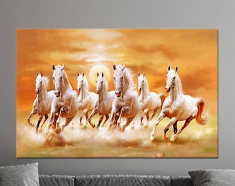 Running Horses Wall Art Decor ,Horse Glass Art, Horse Lover Gift, Loft Decor Art, Modern Glass Art,  Animal Canvas Art, Tempered Glass,