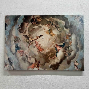 Renaissance Himmel Wand Kunst, Leinwand Wal Dekor, Renaissance Wandkunst, Wohnzimmer Dekor, Engel Poster, Fresko Leinwand Druck, Wohndeko,