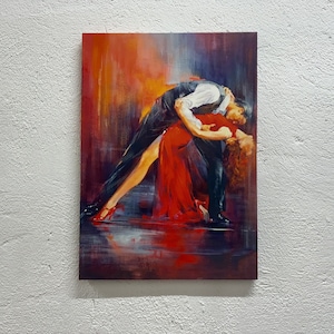 Tanzendes Paar Gemälde Druck, Tango Wandkunst, Schlafzimmer Wanddekoration, Tango Paar Leinwand, Romantisches Paar Wandkunst, Wohndekoration, Leinwandkunst,