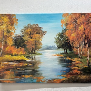 Arte da parete su tela con paesaggio autunnale, decorazione da parete con paesaggio naturale, tela incorniciata, decorazione da parete per ufficio, decorazione da parete astratta, arte da parete per soggiorno,