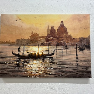 Blick auf Venedig, Italien Landschaft Wandkunst, Vintage Venedig Poster, Venedig Leinwand Wandkunst, Italien Wanddekoration, Meereslandschaft Druck, Glasdekor,