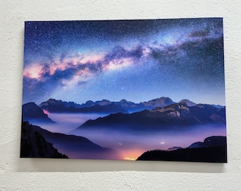 Starry Sky Wall Art, Milky Way Canvas,Canvas Wall Art, Cosmos Wall Art, Nature Landscape, Tempered Glass Wall Art, Canvas Decor, Wall Decor,