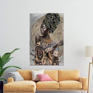 Girl Room Art Decor,African Artwork,African Woman Art,Fashion Poster,Large Glass Wall Art,3D Wall Art,Canvas Wall Art,Wall Art Prints,Halloween Decor Art,Personalized Gifts,Kitchen Decor Art,Large Wall Decor,3D Canvas,