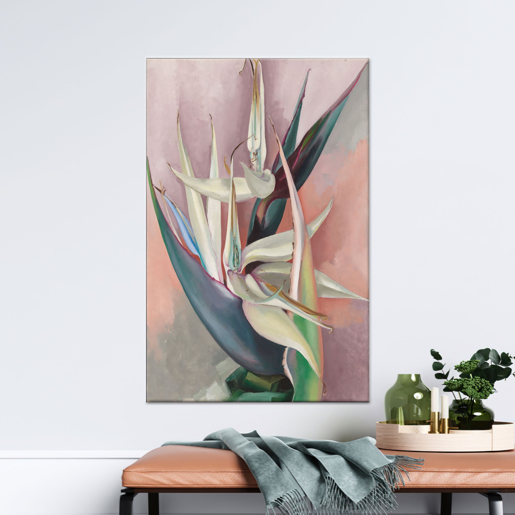 Surreal Glass Wall Art, Reproduction Wall Hanging, Abstract Wall Art, Georgia o'Keeffe Art Canvas, Personalized Gift For Dad,