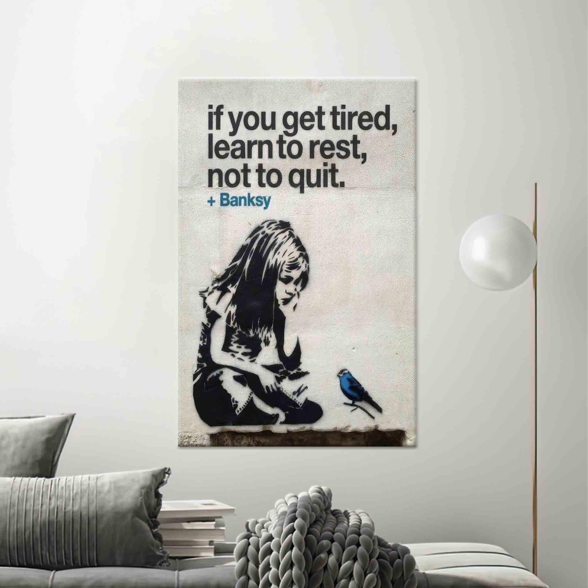 Banksy Girl and Blue Bird Poster: Motivational Wall Art