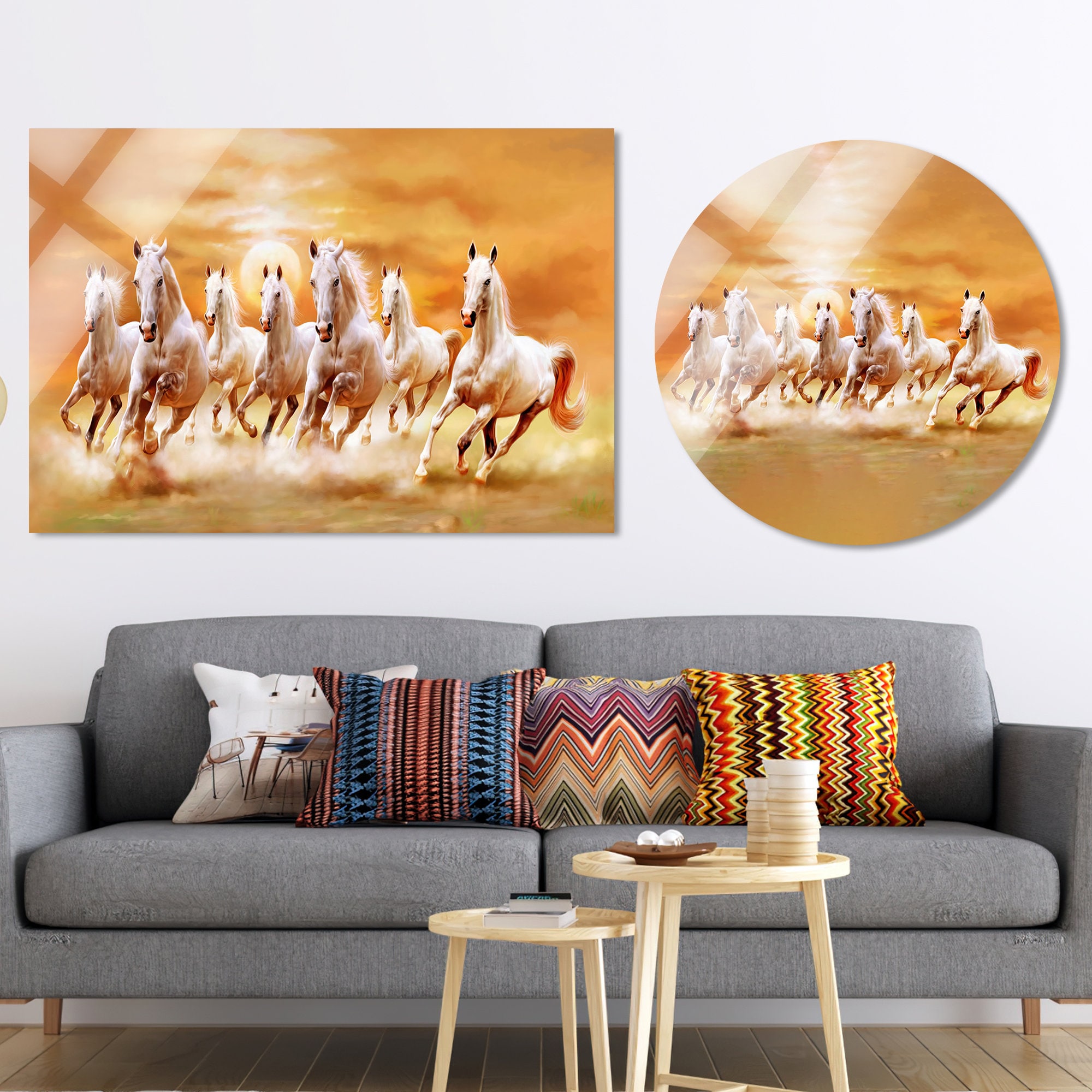 Running Horses Tempered Glass Wall Art: Modern Loft Decor - Etsy