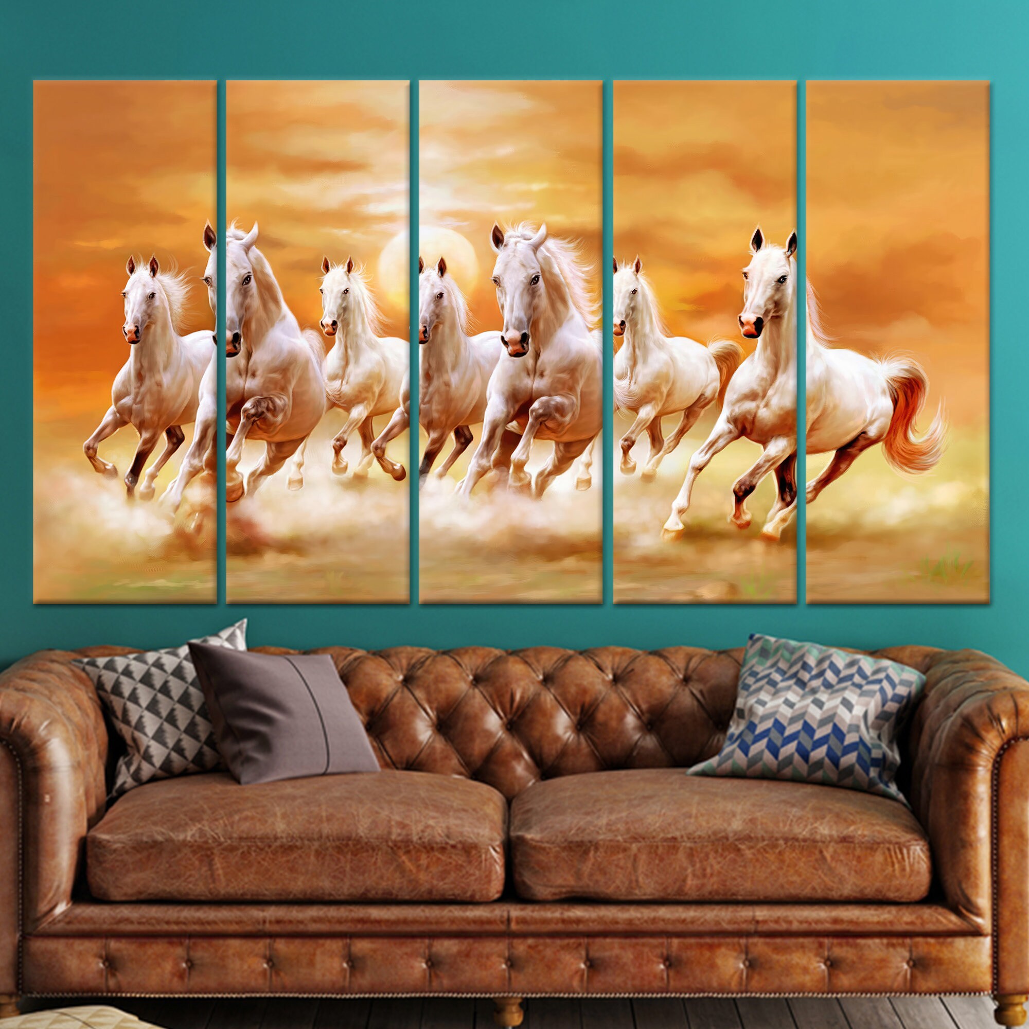 Running Horses Tempered Glass Wall Art: Modern Loft Decor - Etsy