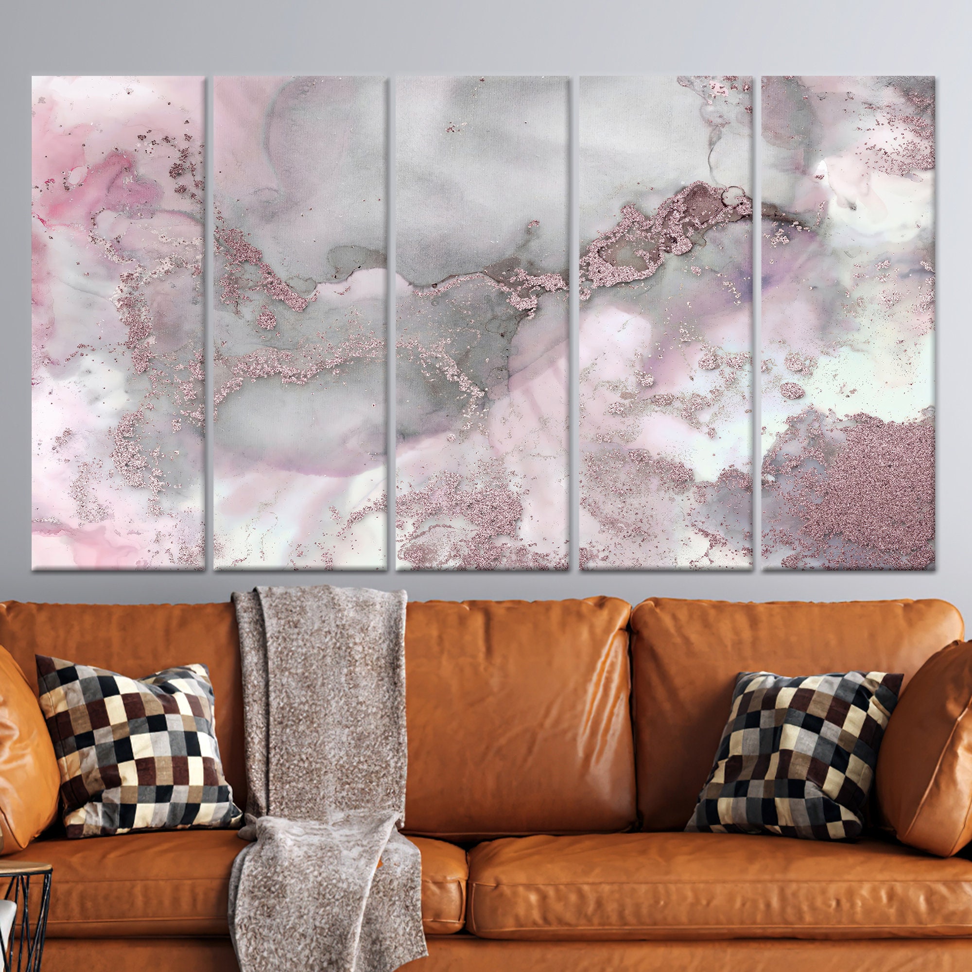 Pink Marble Abstract Wall Art – Elegant Modern Canvas for Bedroom or ...