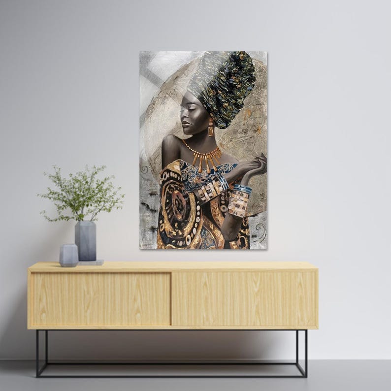Girl Room Art Decor,African Artwork,African Woman Art,Fashion Poster,Large Glass Wall Art,Printable Wall Art,Bedroom Decor Art,Boho Wall Decor,Personalized Gifts,Decor Canvas,Minimalist Wall Art,Wall Decoration,3D Wall Art,