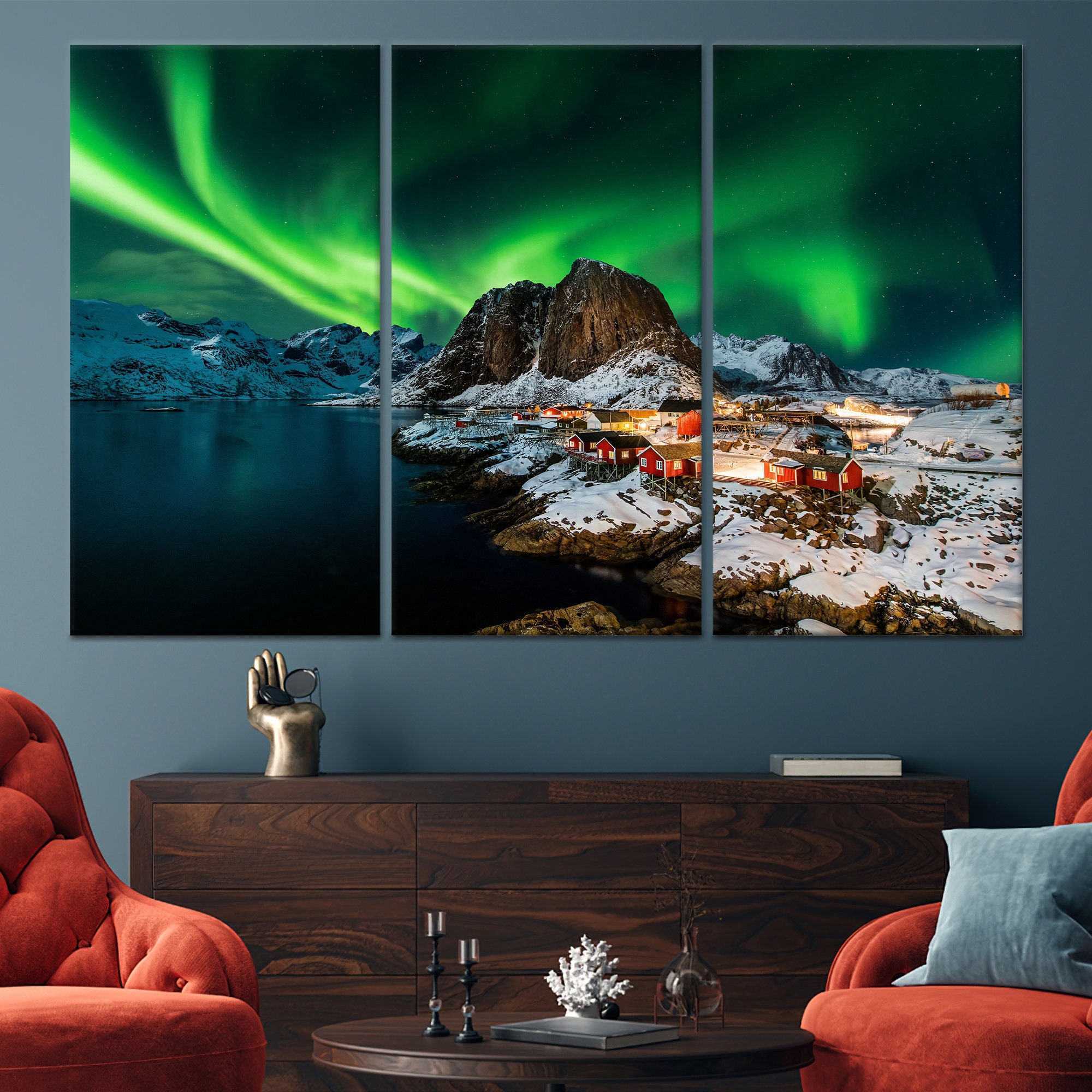 Northern Lights Art, Lofoten Wall Decor, Norway Canvas Art, Lofoten Photography, Sky Landscape, Night Landscape, Nature Landscape,