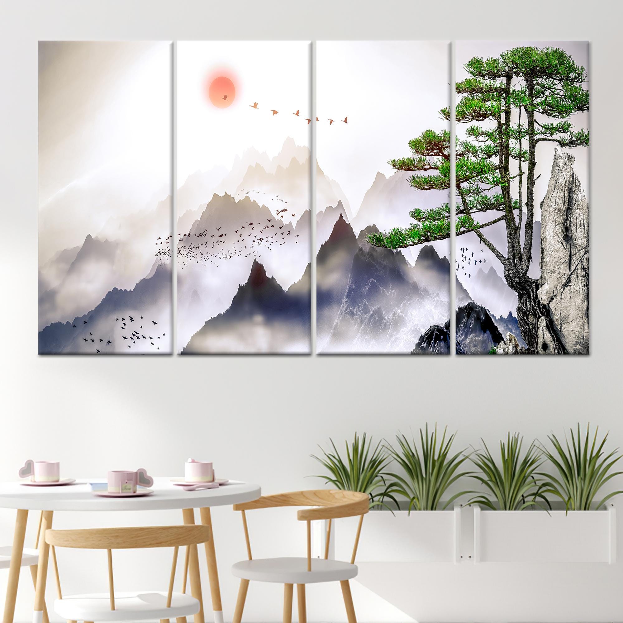 ヤヨマウンテンビュー Japanese Mountain View Glass Wall Art: Landscape Poster - Etsy