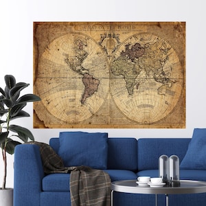 Alte Karte, Druck, Leinwand Wandkunst, Karte Wand dekor, Büro Wand dekor, Karte Leinwand Kunst, personalisiertes Geschenk Einweihungsparty Geschenk, 28"x40"-70 x 100 cm