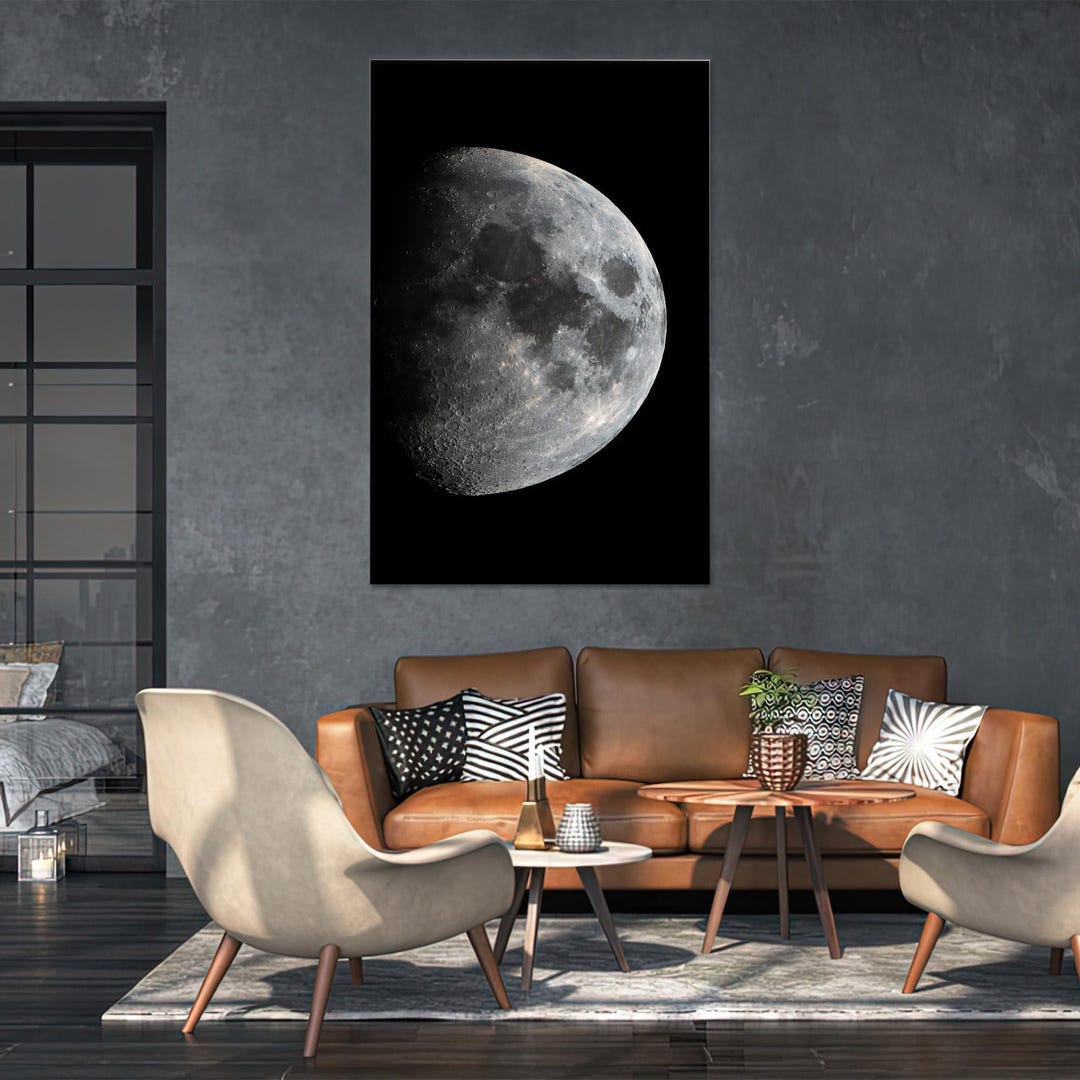 Moon Photography Print: Lunar Phase Canvas Wall Art, Night Sky Decor - Etsy