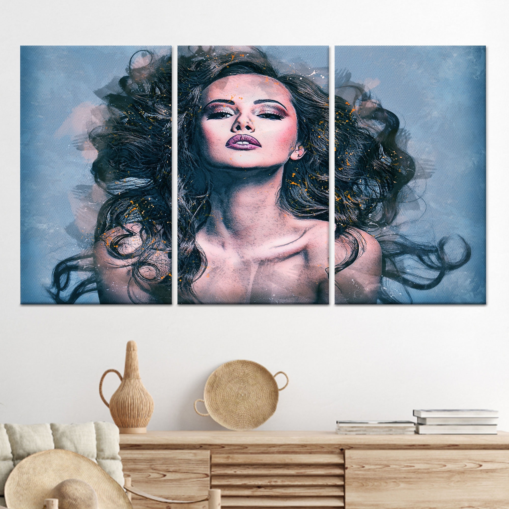 Beautiful Woman Wall Art, Bedrom Wall Art, Canvas Wall Art, Modern Wall ...
