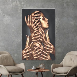 Abstract Painted Glass, Glass Wall Decor, Woman Printed, Modern Poster, Abstract Woman Glass Decor, Living Room Decor Art,