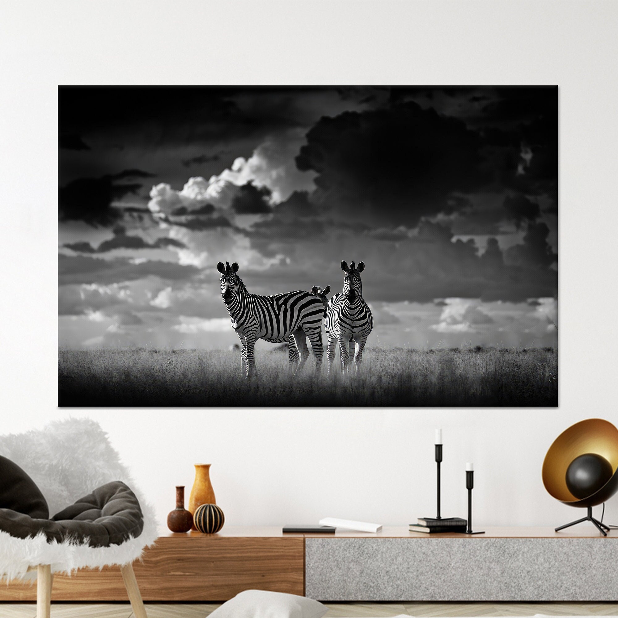 Zebra Couple Tempered Glass Wall Art: African Savannah Canvas - Etsy