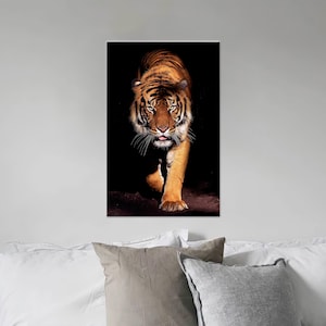 Wild Animal Glass Art Wall Decor, Man Cave Canvas Poster, Tiger Canvas Gift, Canvas Wall Art, Animal Art, Personalized Wedding Gift,