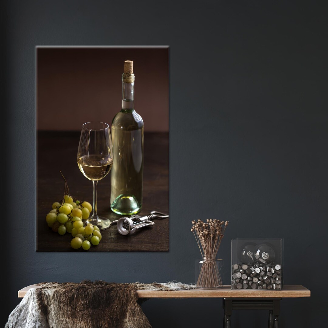 Wine & Grapes Art Canvas: Modern Kitchen Decor - Etsy